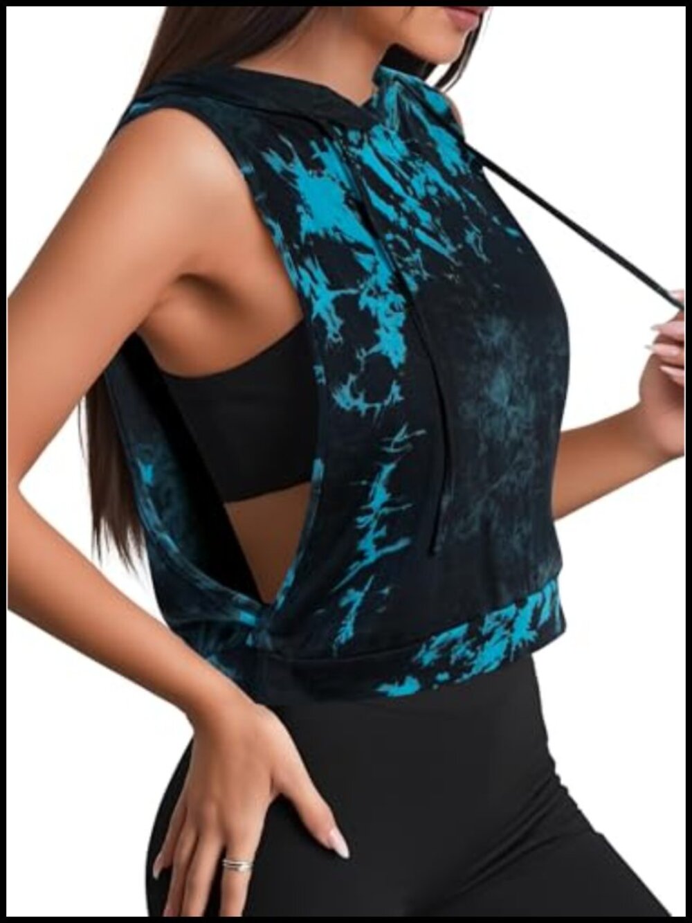 Remidoo Sleeveless Hoodie Crop Top Gym Workout Tank Drawstring